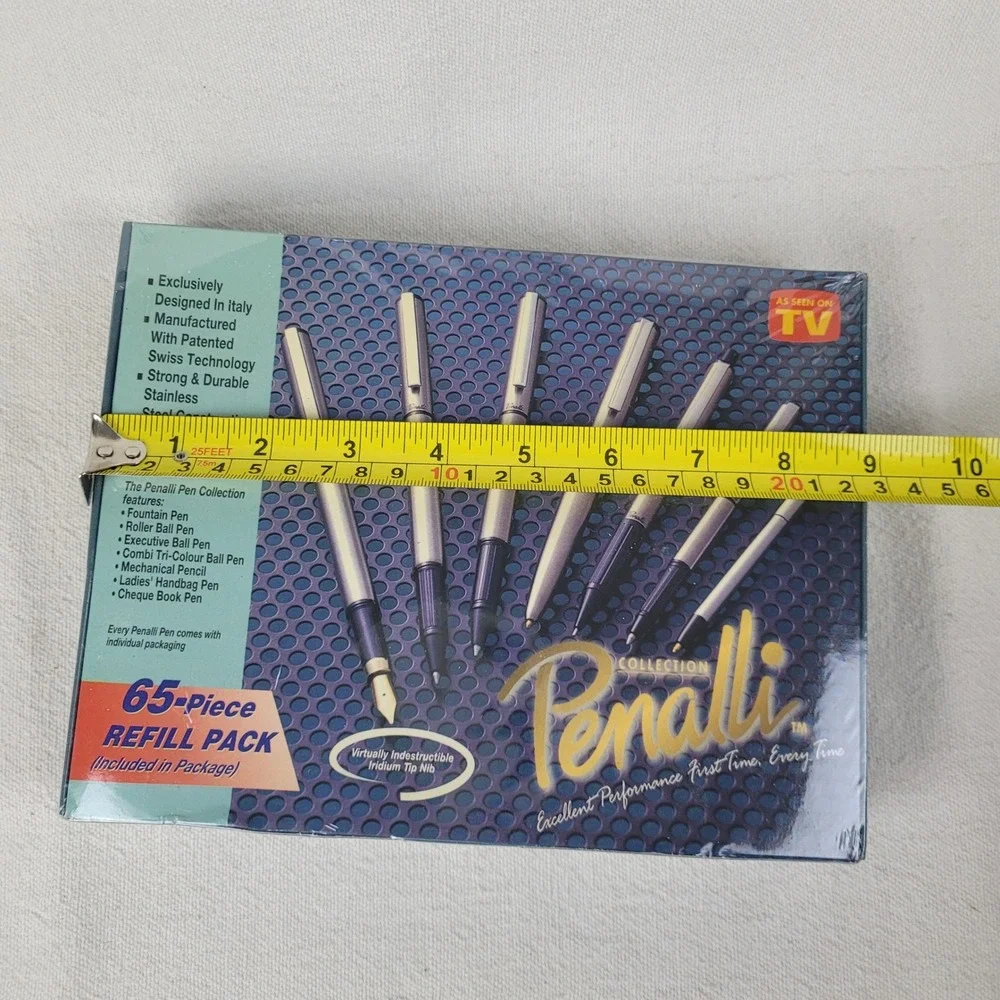 Penalli Pen Collection 7 Piece Set Stainless Steel with 65-Piece Refill Pack NEW
